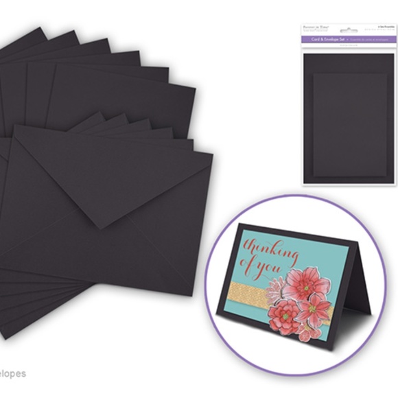 Pack of 6 Cards + 6 Envelopes A6 Black 4.5"x6" - Picture 1 of 4